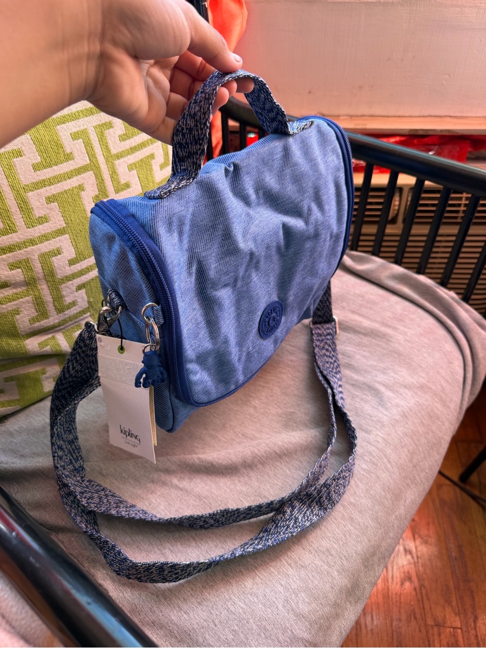 Kipling Light Blue Crossbody Bag with Woven Strap